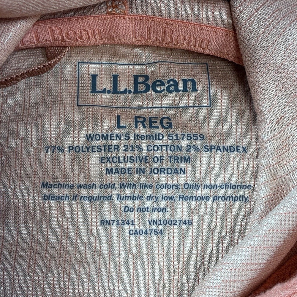 L.L.Bean Womens Large Pullover Hoodie Coral Textured Knit Stretch Pockets - Picture 6 of 13